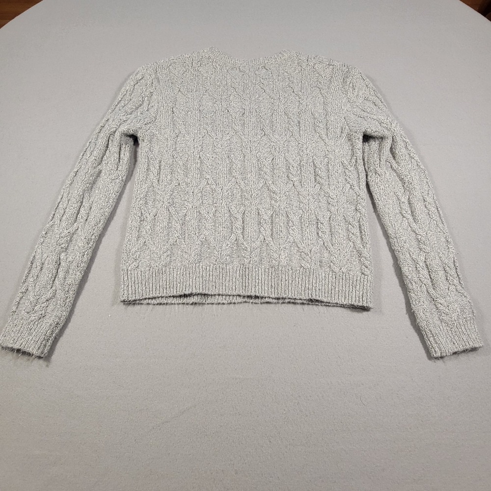 Anthropologie John + Jenn Cable Knit Sweater Women's Size Small Petite Gray - Picture 7 of 10